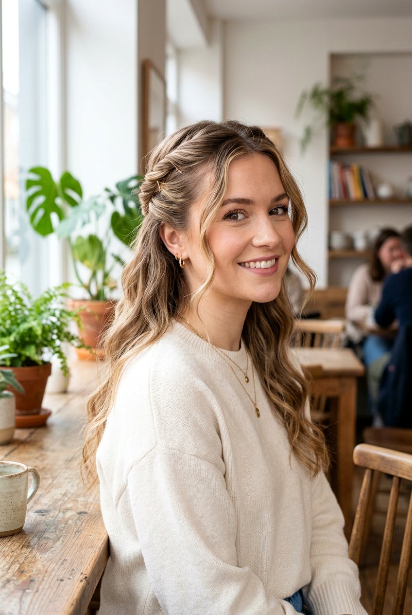 Quick Twist Half Up Hairstyle - 20 lazy college hairstyles - 20 lazy college hairstyles