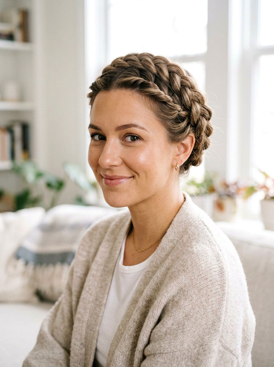 Quick Twisted Halo Braid - 20 quick hairstyle for college classes - 20 quick hairstyle for college classes