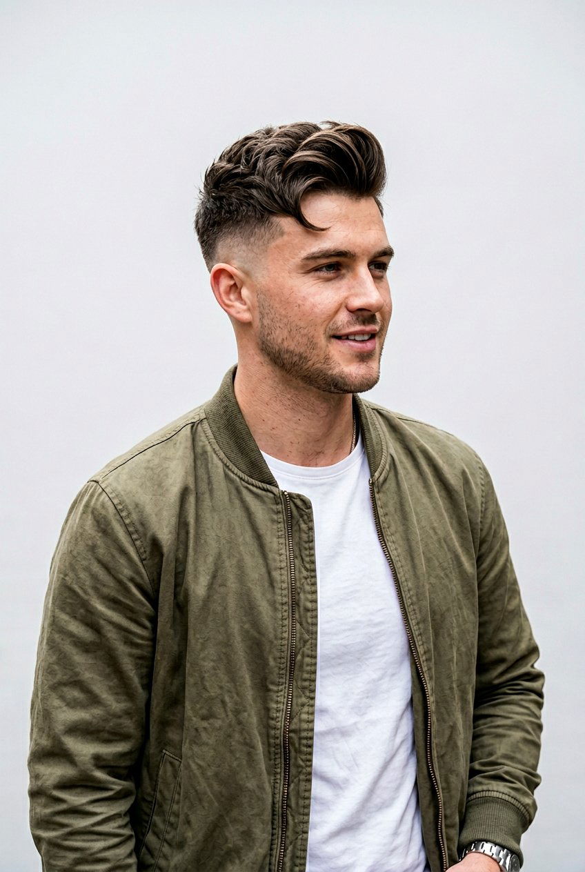 Quiff With Low Skin Fade - 20 long top short sides haircut men - 20 long top short sides haircut men
