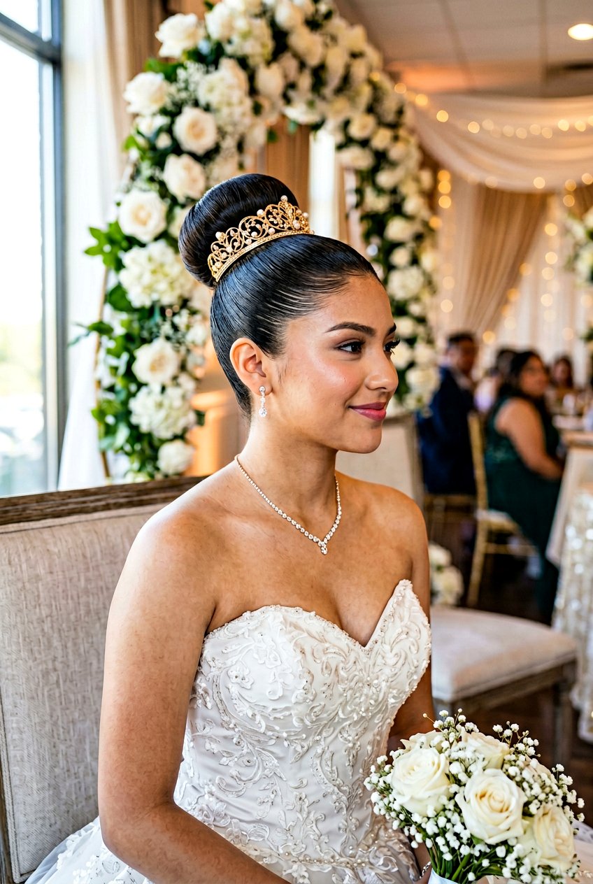 Quinceanera Ballerina Bun Hairstyle - 20 quinceanera hairstyles - 20 quinceanera hairstyles