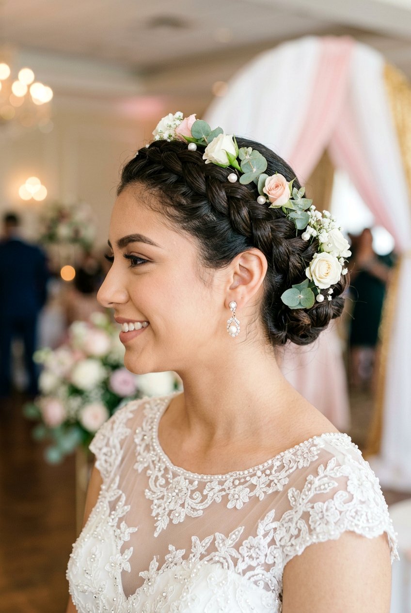 Quinceanera Braided Crown Updo - 20 quinceanera hairstyles - 20 quinceanera hairstyles