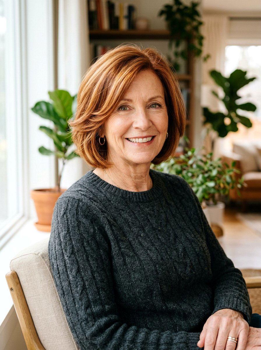 Radiant Auburn Side Parted Bob - 20 side parted bob for older women - 20 side parted bob for older women