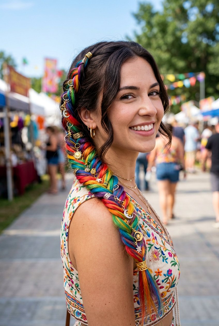 Rainbow Braid Hair Color - 20 rainbow hair color ideas - 20 rainbow hair color ideas