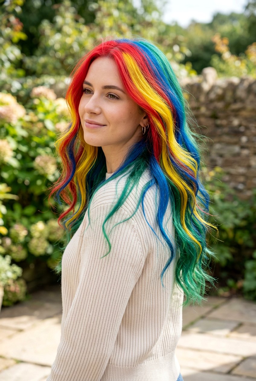 Rainbow Hair With Primary Colors - 20 statement hair color ideas - 20 statement hair color ideas