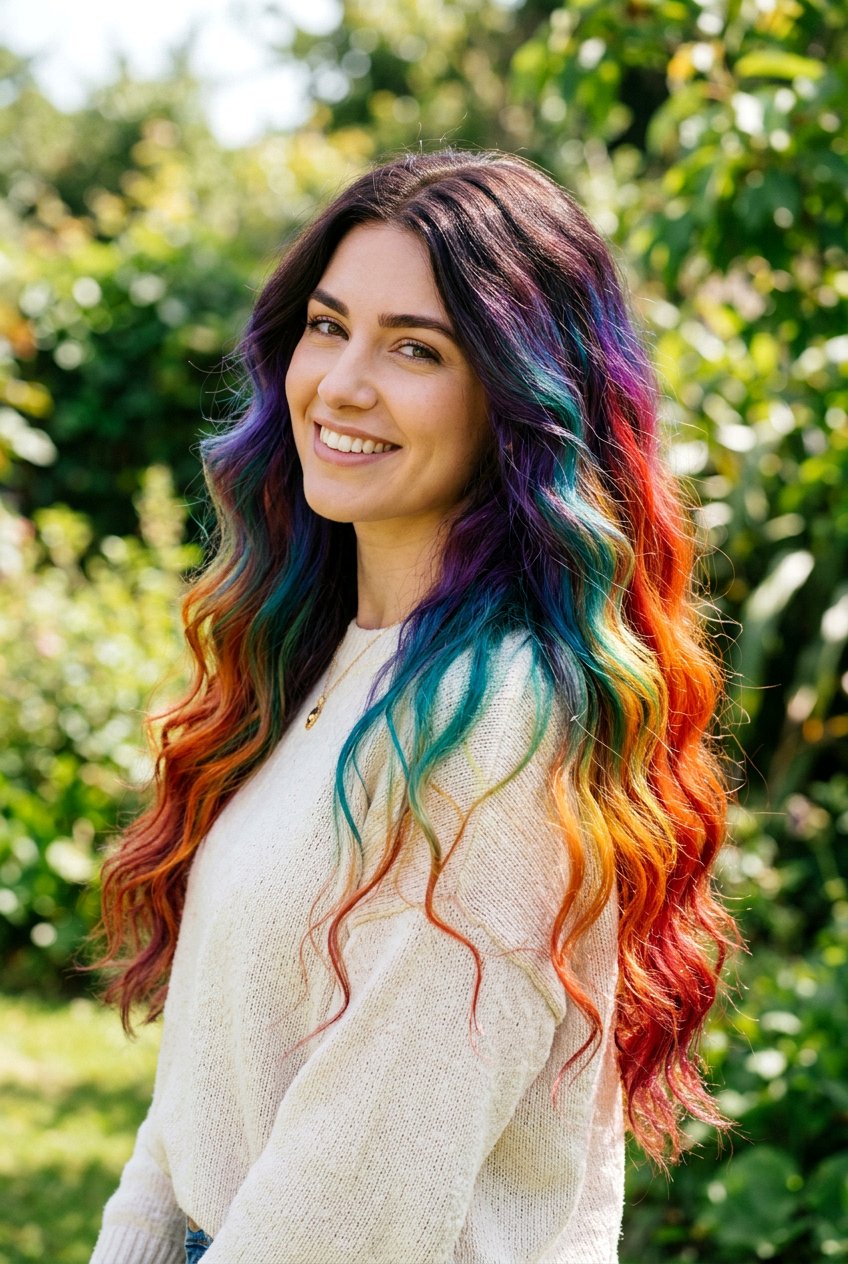 Rainbow Hair with Natural Roots - 20 rainbow hair color ideas - 20 rainbow hair color ideas