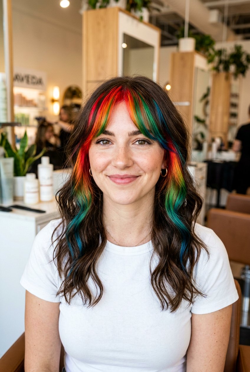 Rainbow Money Piece Hair Color - 20 rainbow hair color ideas - 20 rainbow hair color ideas
