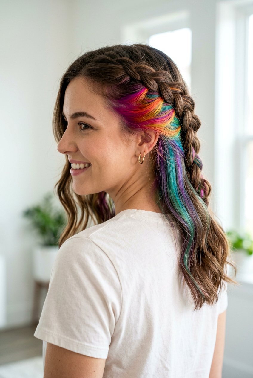 Rainbow Peekaboo Underlayer Hair - 20 bold peekaboo underlayer color - 20 bold peekaboo underlayer color