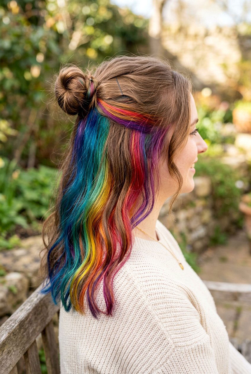 Rainbow peekaboo hair - 20 underlayer hair color ideas - 20 underlayer hair color ideas