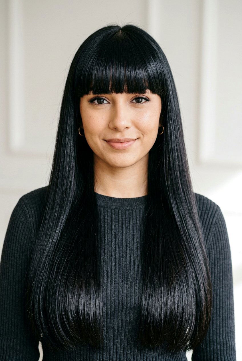 Raven black hair bangs - 20 raven black hair color - 20 raven black hair color