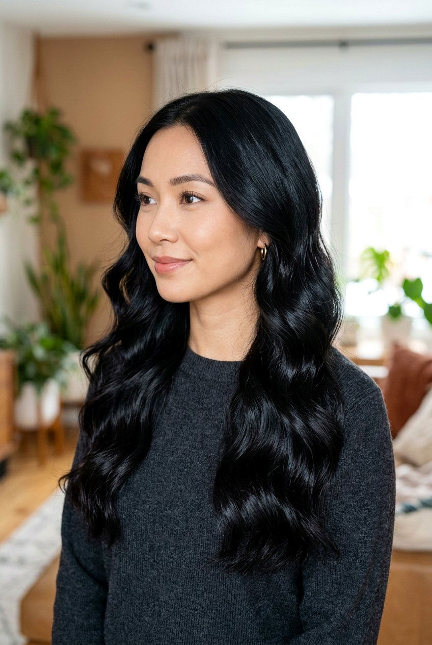 Raven black wavy hair - 20 raven black hair color - 20 raven black hair color