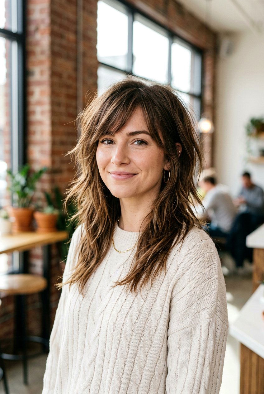 Razor Cut Layered Hair With Side Bangs - 20 layered haircut with side bangs - 20 layered haircut with side bangs