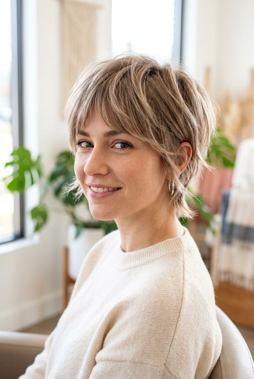Razor Cut Pixie With Bangs - 20 office pixie with long bangs - 20 office pixie with long bangs