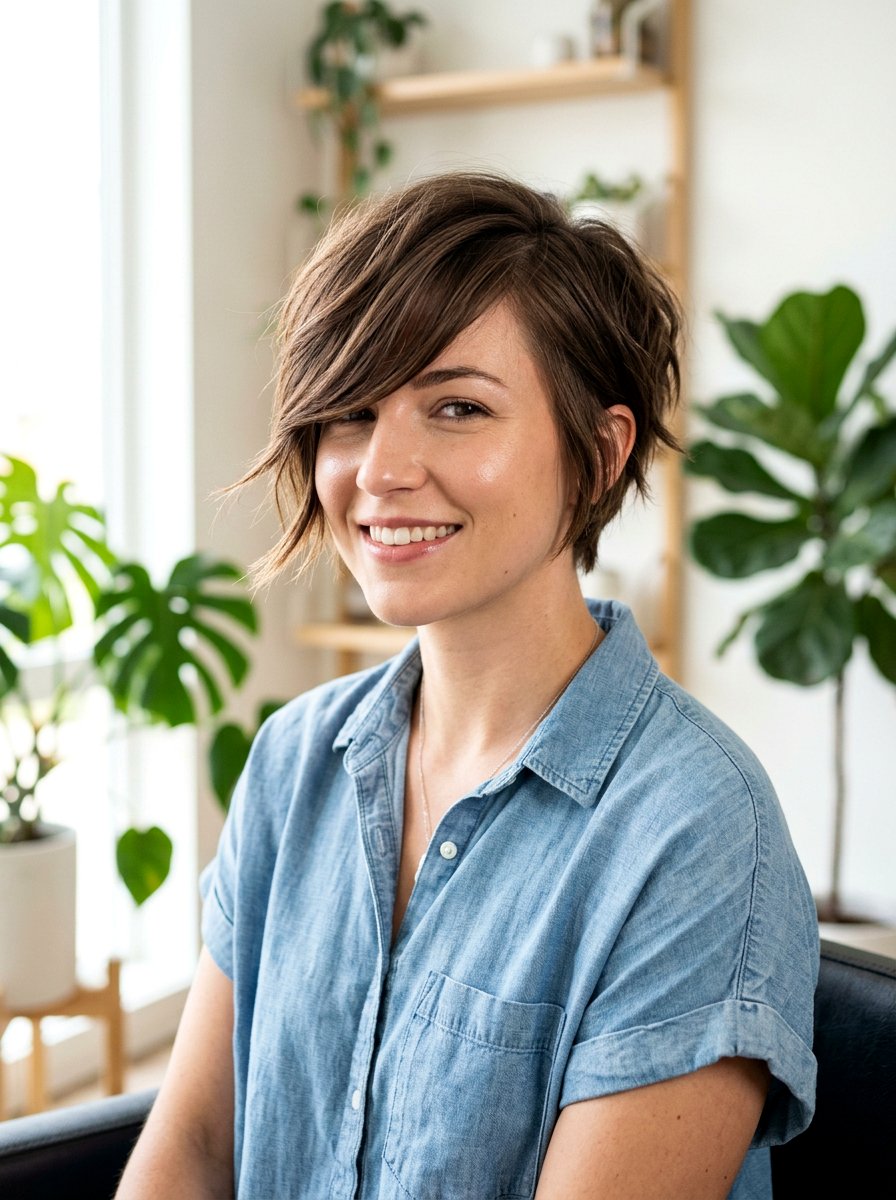 Razor Cut Short Hair With Side Bangs - 20 short razor haircut for women