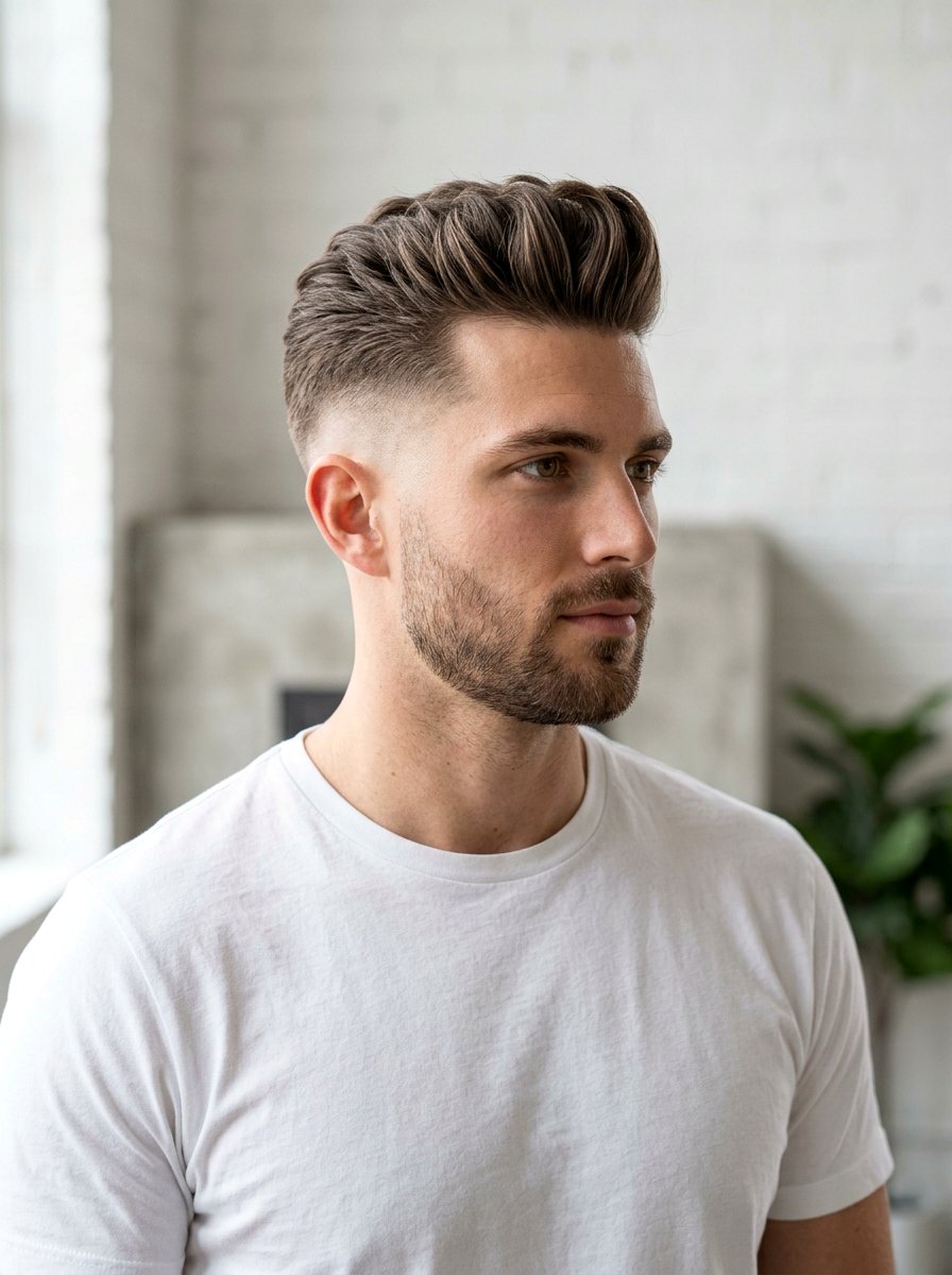 Razor Faded Pompadour - 20 pompadour haircut for medium hair men - 20 pompadour haircut for medium hair men