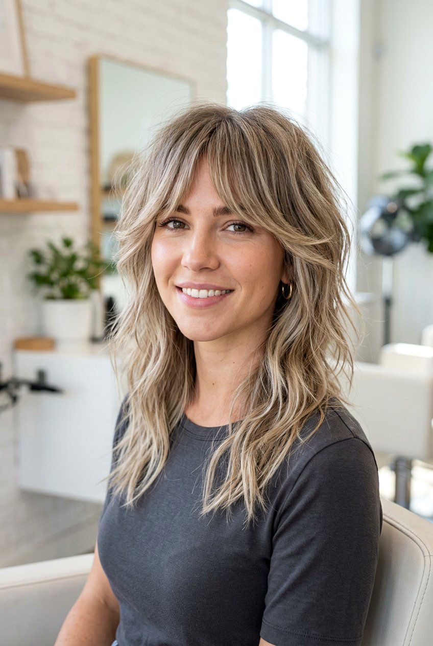 Razor cut shag with bottleneck bangs - 20 razor cut shag - 20 razor cut shag