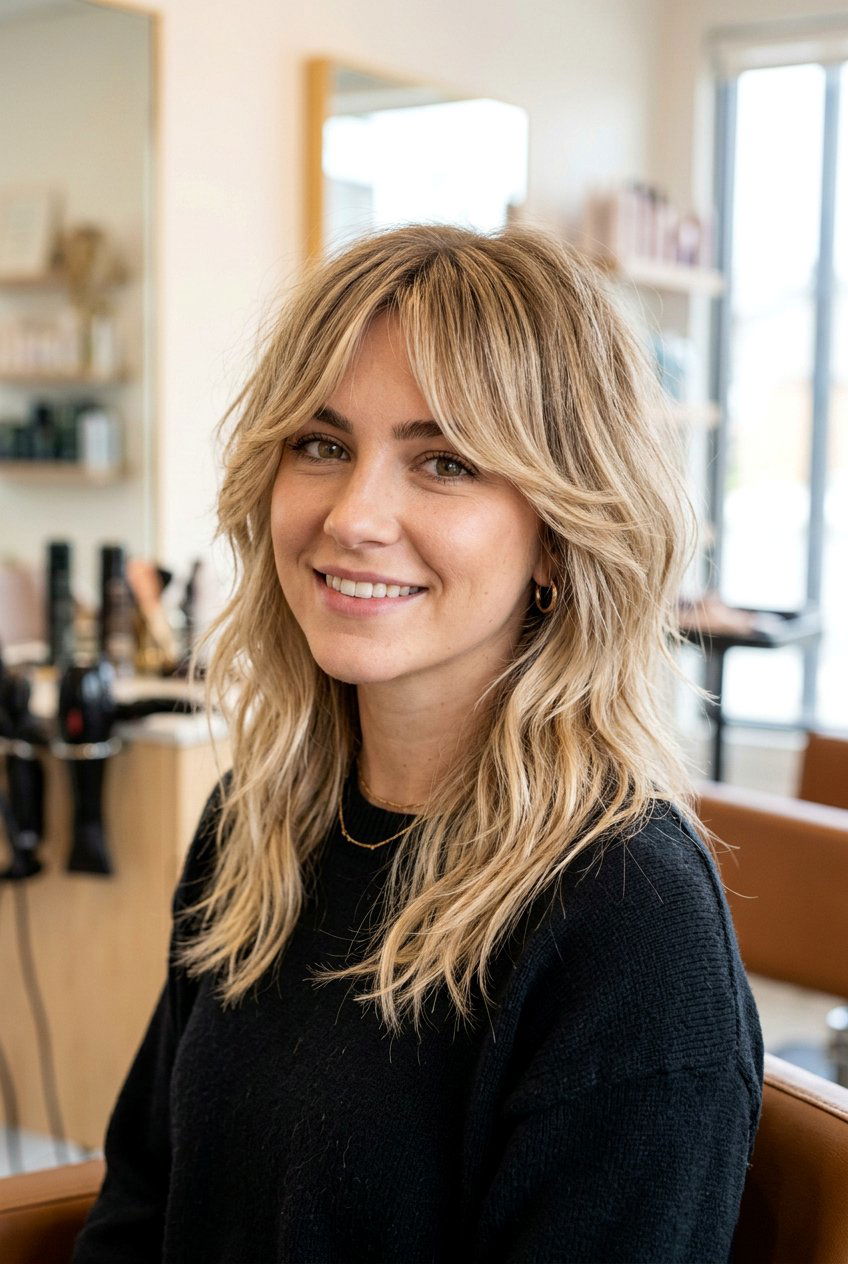 Razor cut shag with curtain bangs - 20 razor cut shag - 20 razor cut shag