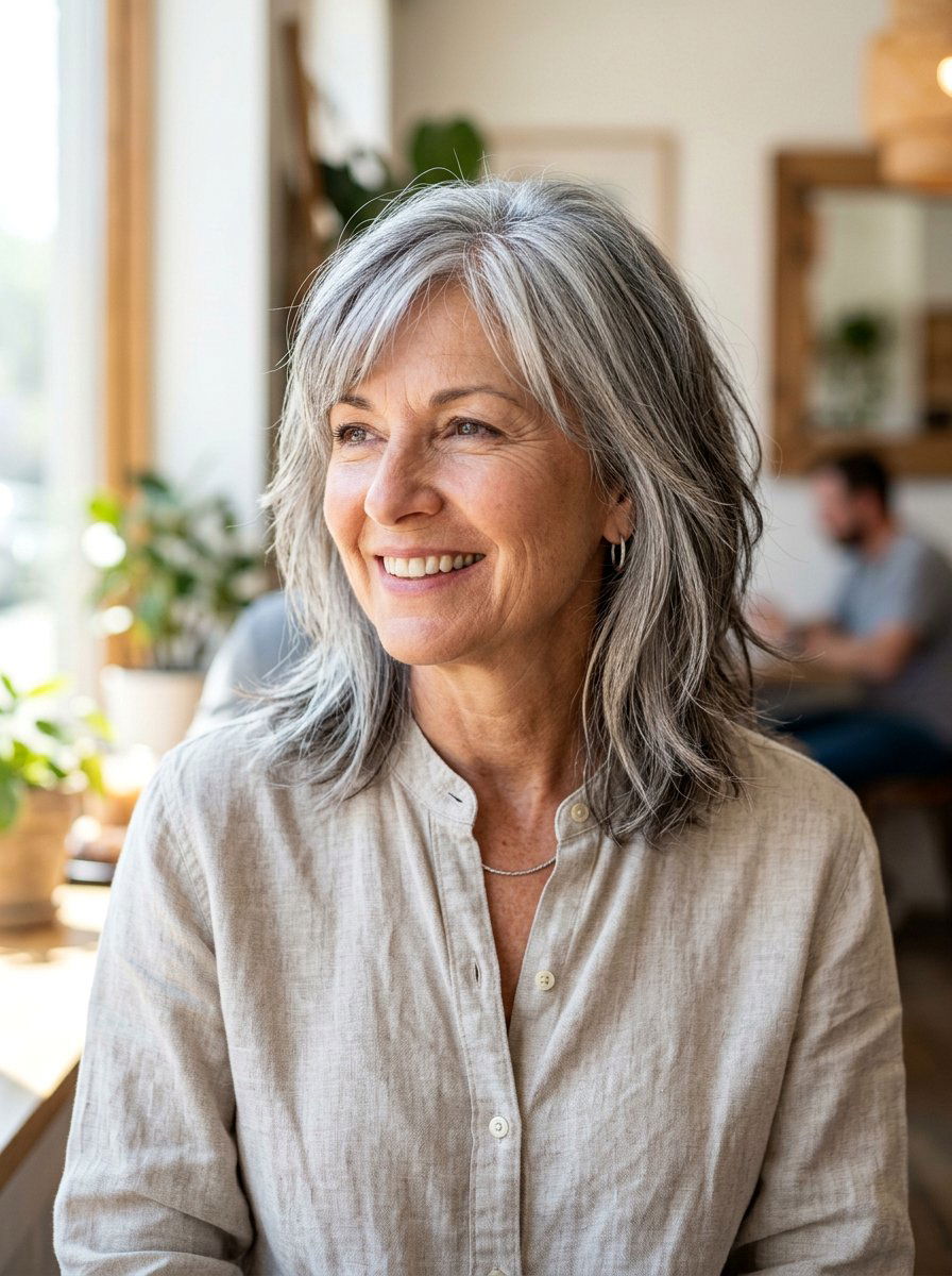 Razored Lob For Gray Hair - 20 elegant haircut for naturally gray hair - 20 elegant haircut for naturally gray hair