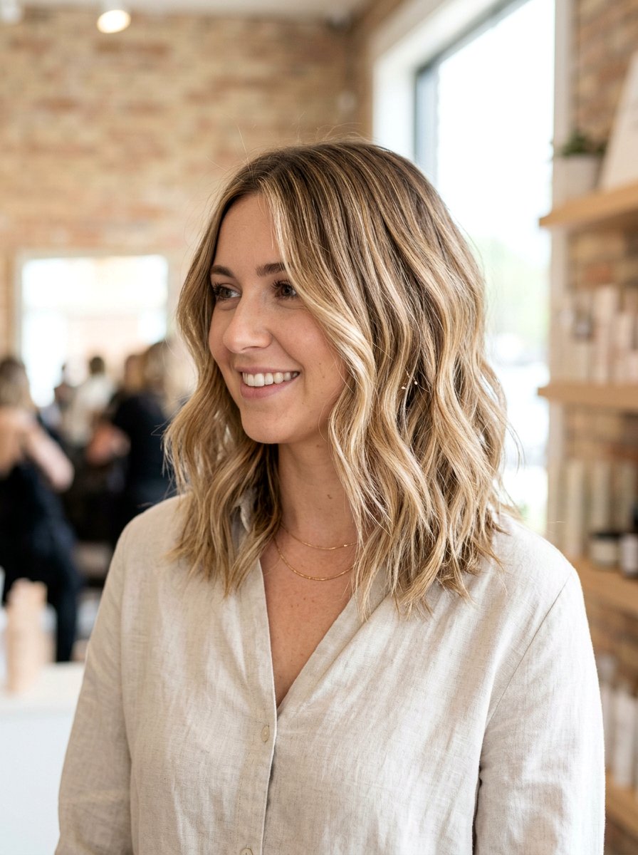 Razored Lob With Balayage For Fine Hair - 20 razored lob for fine hair - 20 razored lob for fine hair