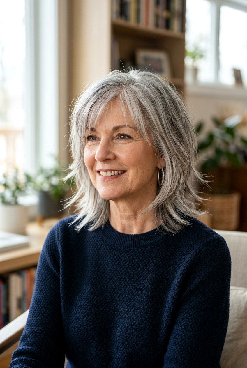 Razored shoulder length hair - 20 medium hairstyles for women over 60 - 20 medium hairstyles for women over 60