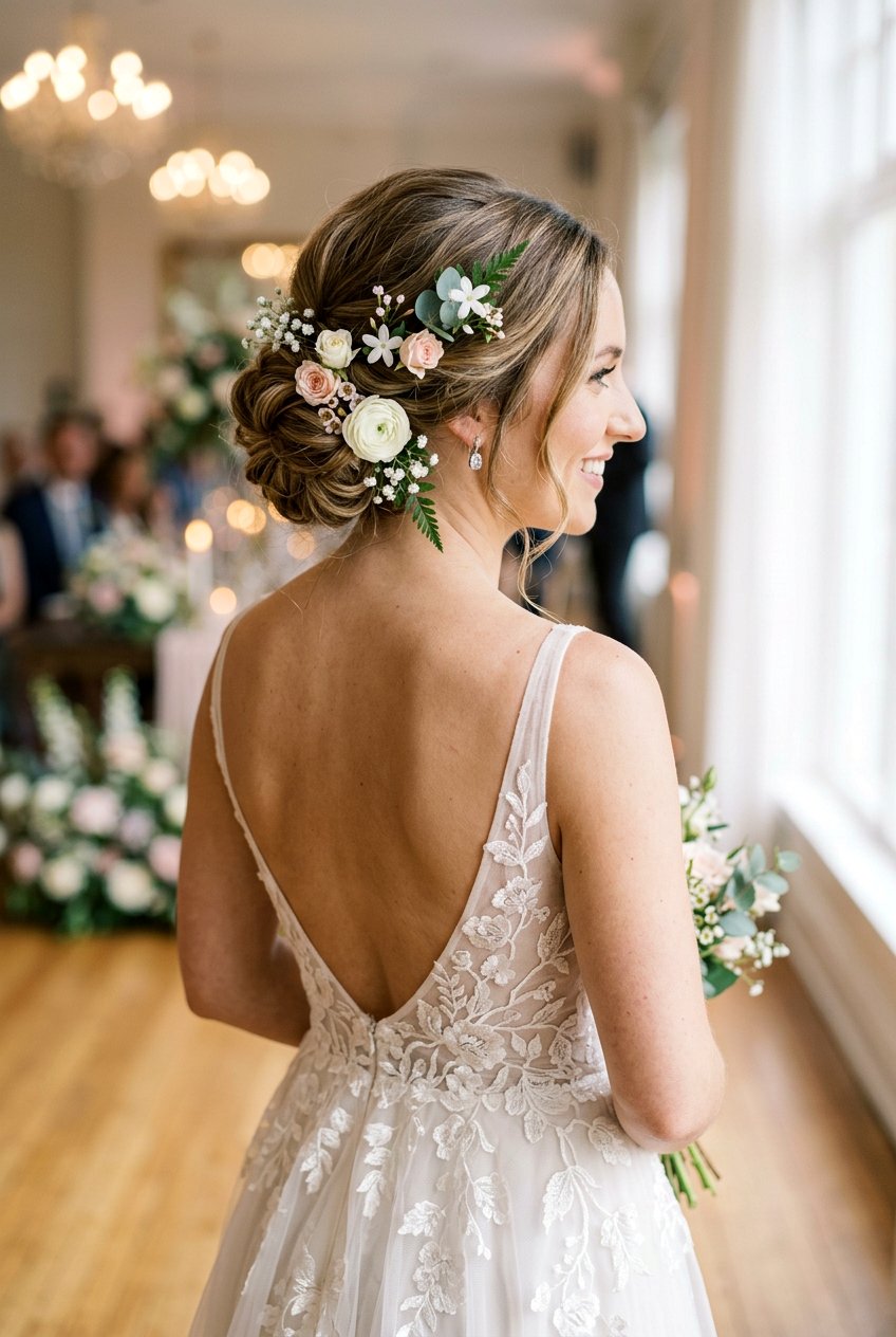 Reception Hairstyle With Fresh Flowers - 20 reception hairstyles for bride - 20 reception hairstyles for bride