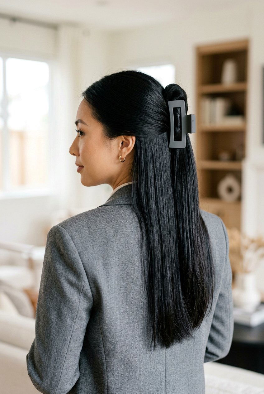 Rectangular Matte Claw Clip - 20 claw clip half up hairstyle - 20 claw clip half up hairstyle