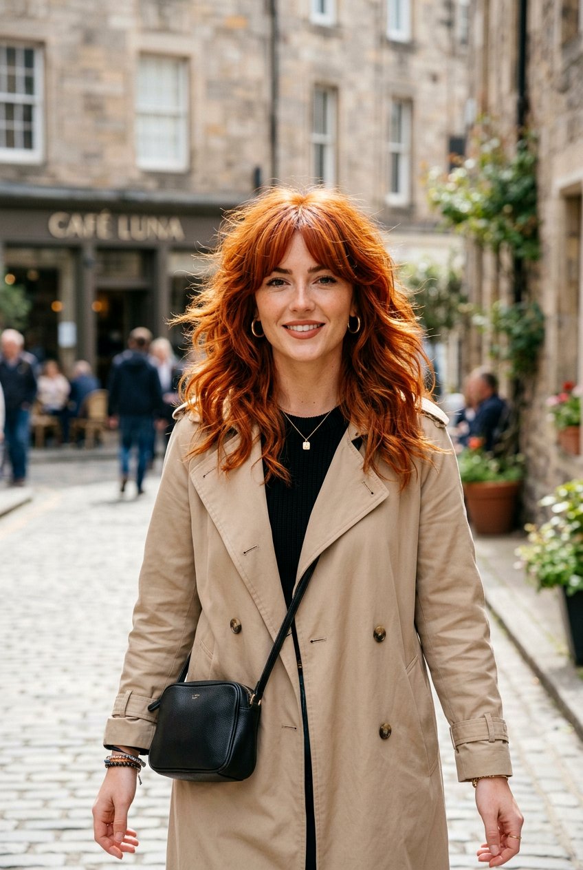 Red Airy Wolf Cut With Curtain Bangs - 20 airy wolf cut with curtain bangs - 20 airy wolf cut with curtain bangs