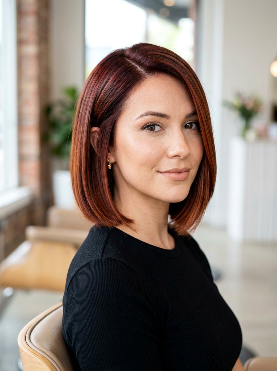 Red Brown Balayage On Short Bob - 20 rich red brown balayage - 20 rich red brown balayage