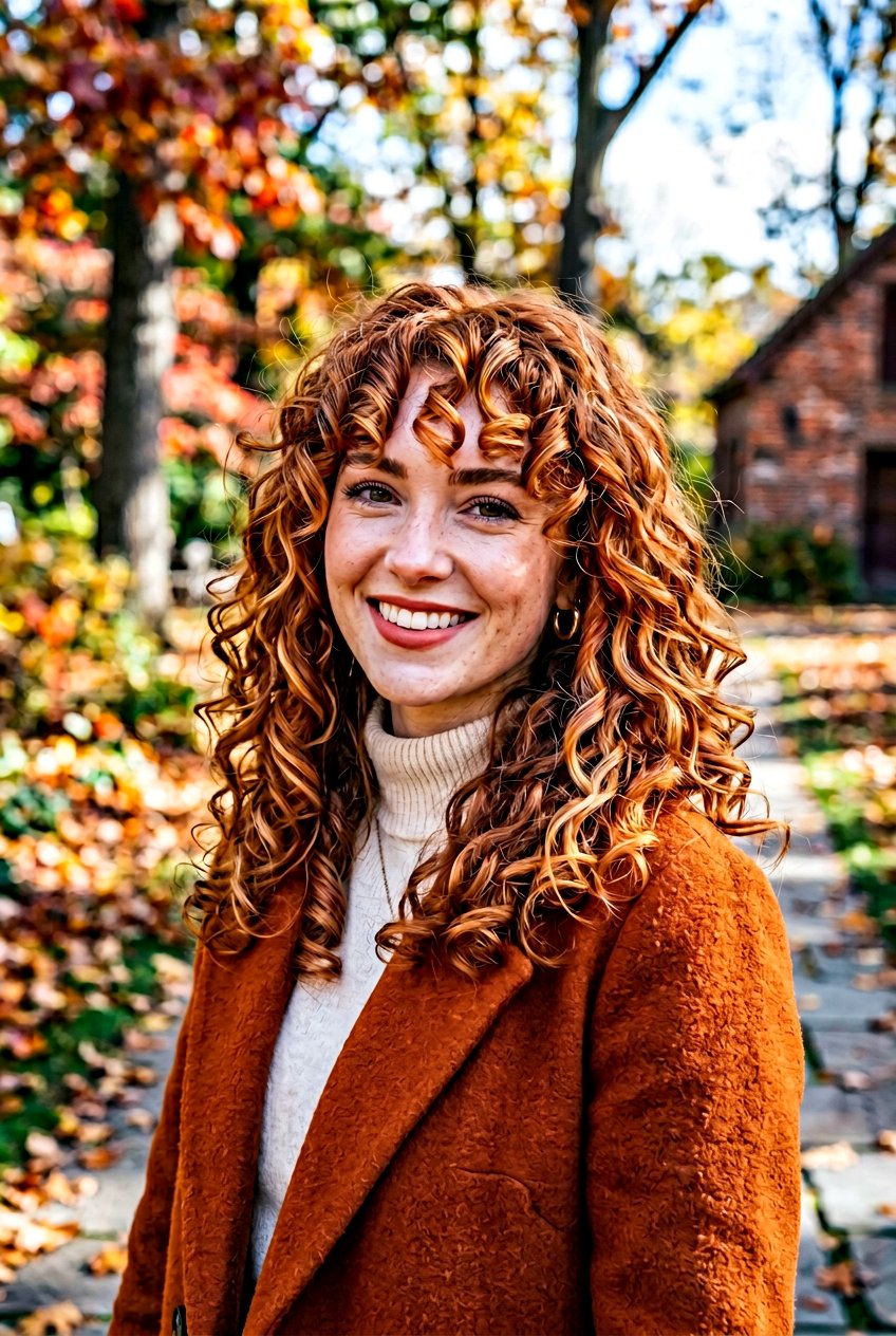 Red Curly Curtain Bangs - 20 curly curtain bangs hairstyle - 20 curly curtain bangs hairstyle