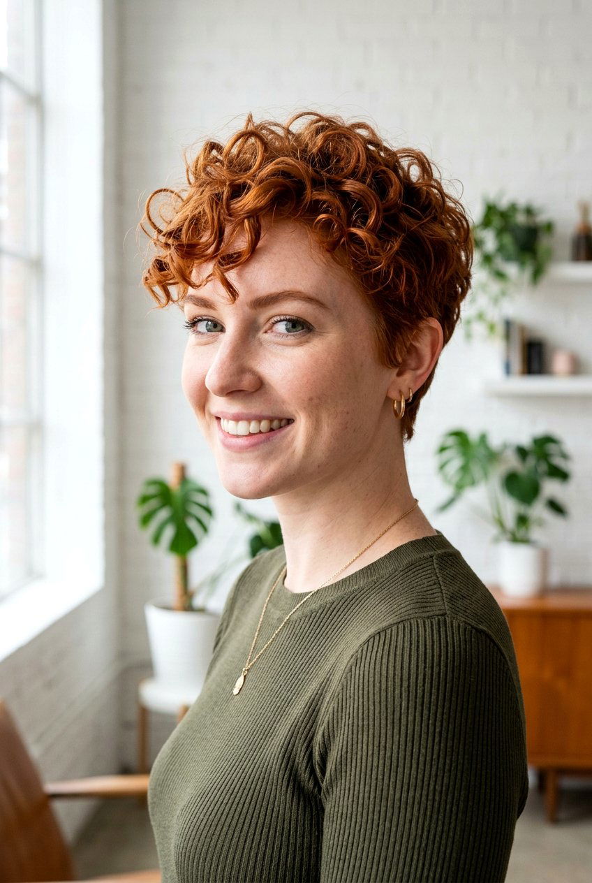 Red Curly Pixie - 20 wash and go hairstyles - 20 wash and go hairstyles