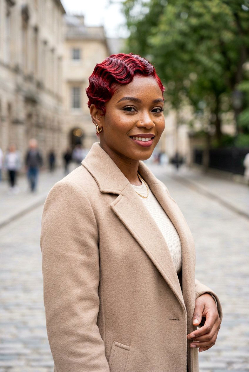 Red Finger Waves Short Natural Hair - 20 finger waves on short natural hair - 20 finger waves on short natural hair