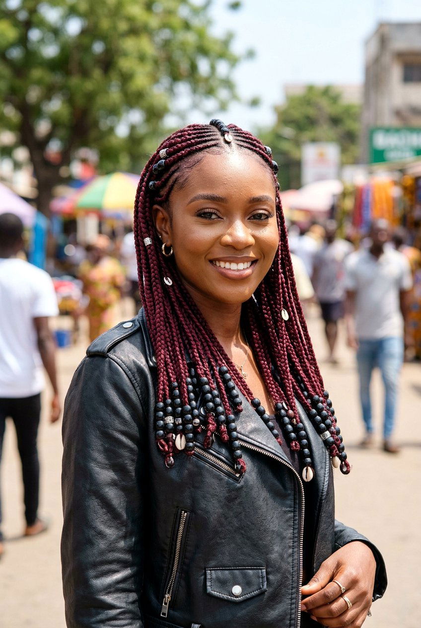 Red Fulani Braids With Beads - 20 fulani braids with beads - 20 fulani braids with beads