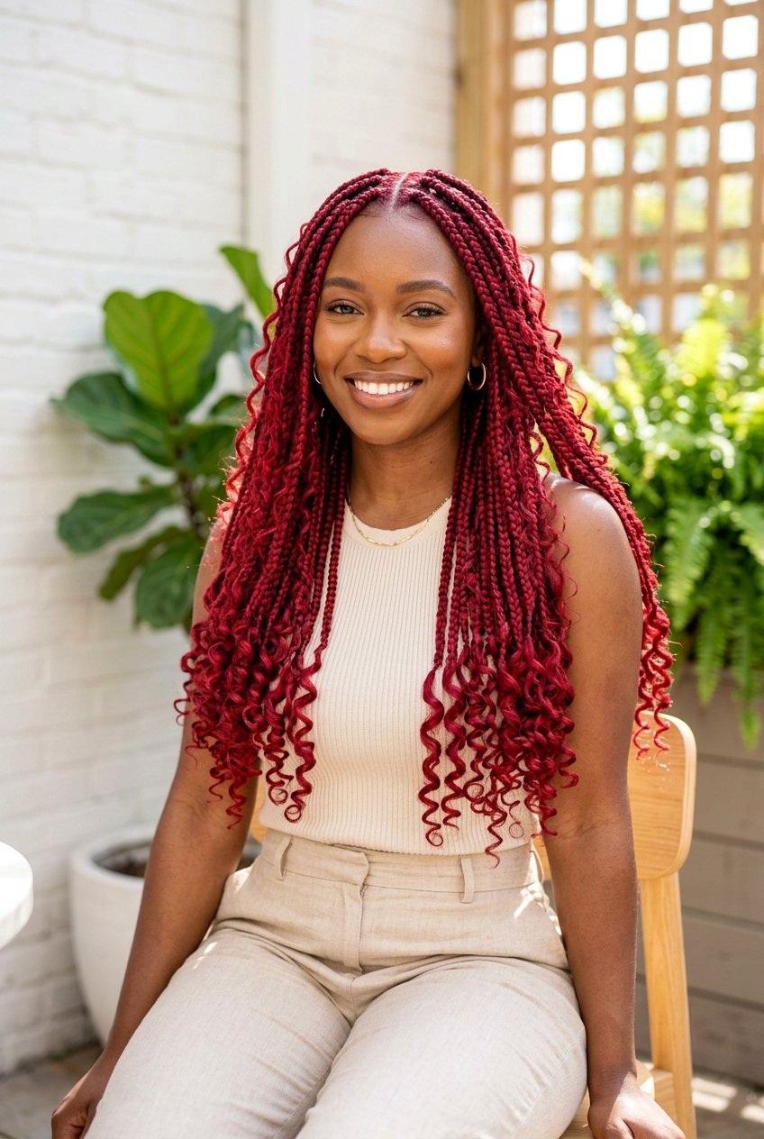 Red Goddess Box Braids - 20 goddess box braids hairstyles - 20 goddess box braids hairstyles