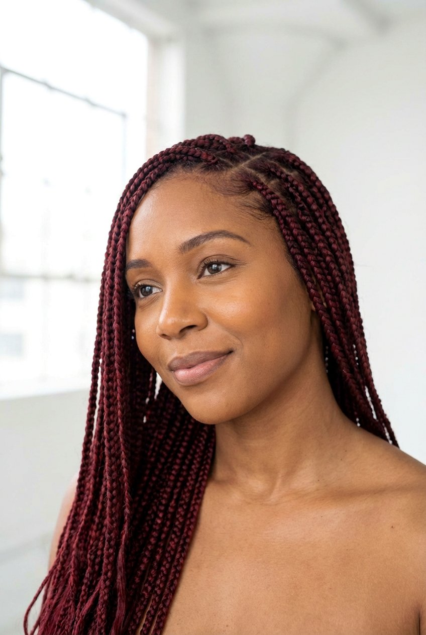 Red Knotless Braids - 20 knotless braids hairstyles - 20 knotless braids hairstyles