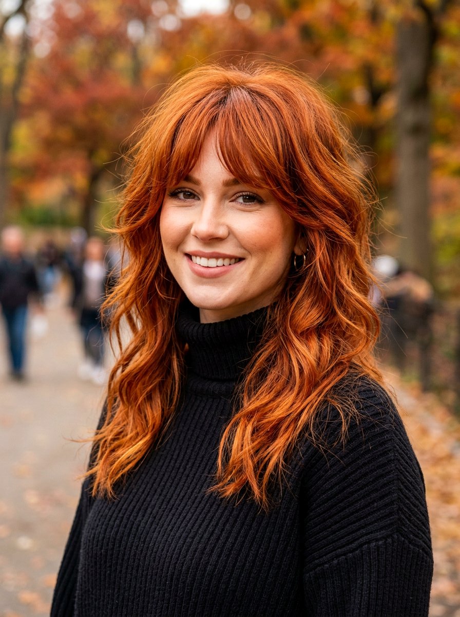 Red Layered Shag With Curtain Fringe - 20 layered shag with curtain fringe - 20 layered shag with curtain fringe