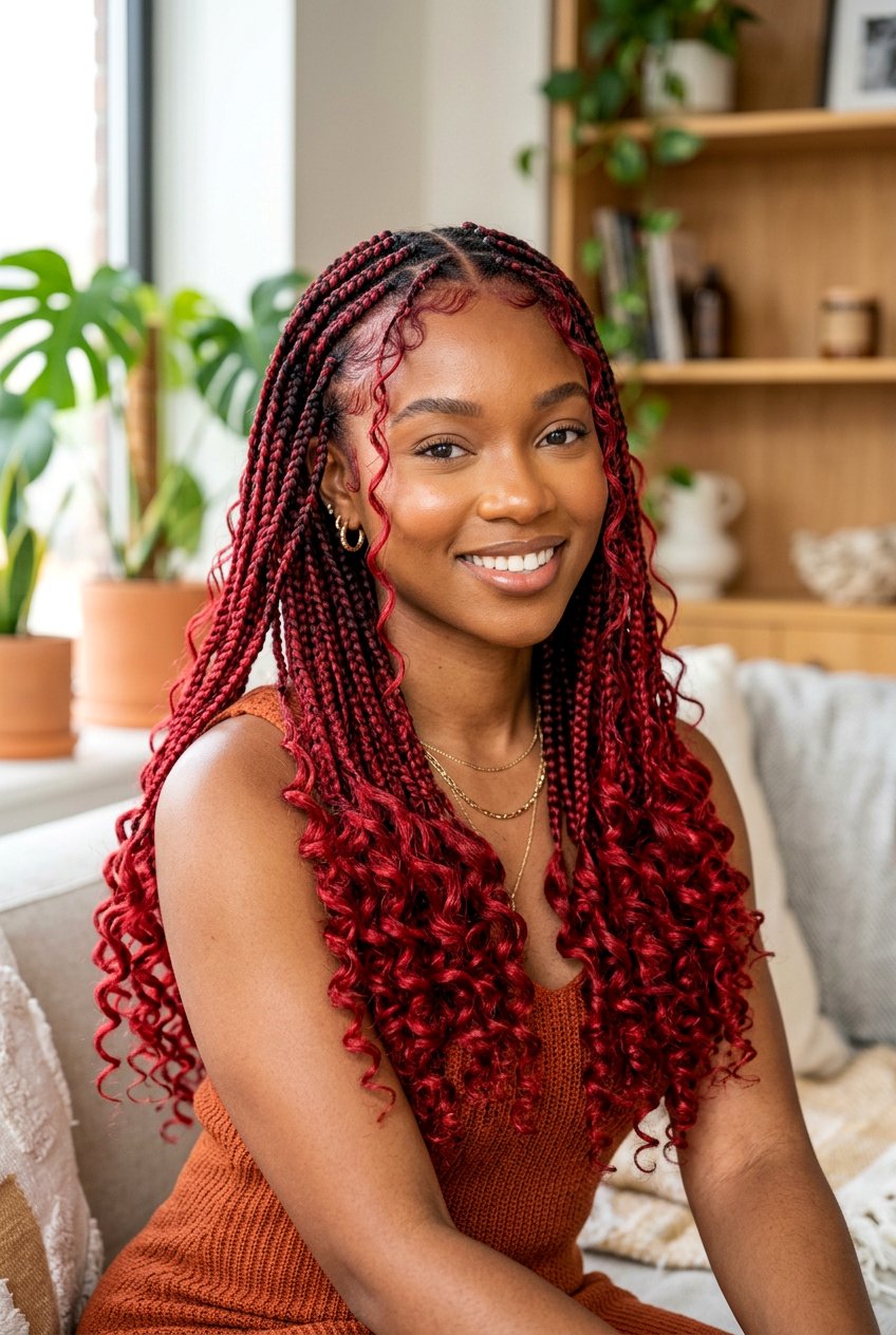 Red Ombre Goddess Braids - 20 black hairstyles with color - 20 black hairstyles with color
