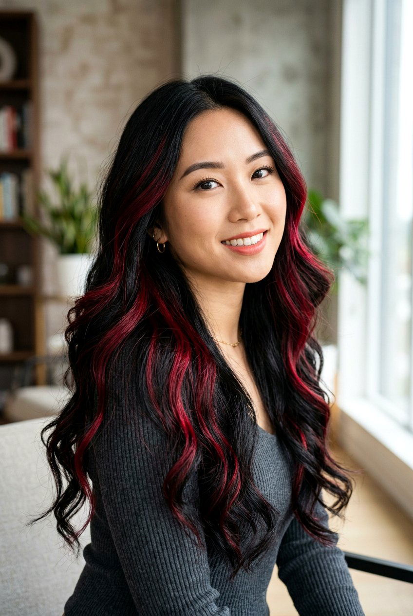 Red Ribbon Highlights Black Hair - 20 ribbon highlights hair - 20 ribbon highlights hair