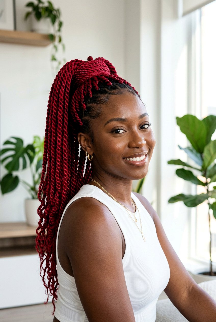 Red Senegalese twists - 20 senegalese twists hairstyles - 20 senegalese twists hairstyles