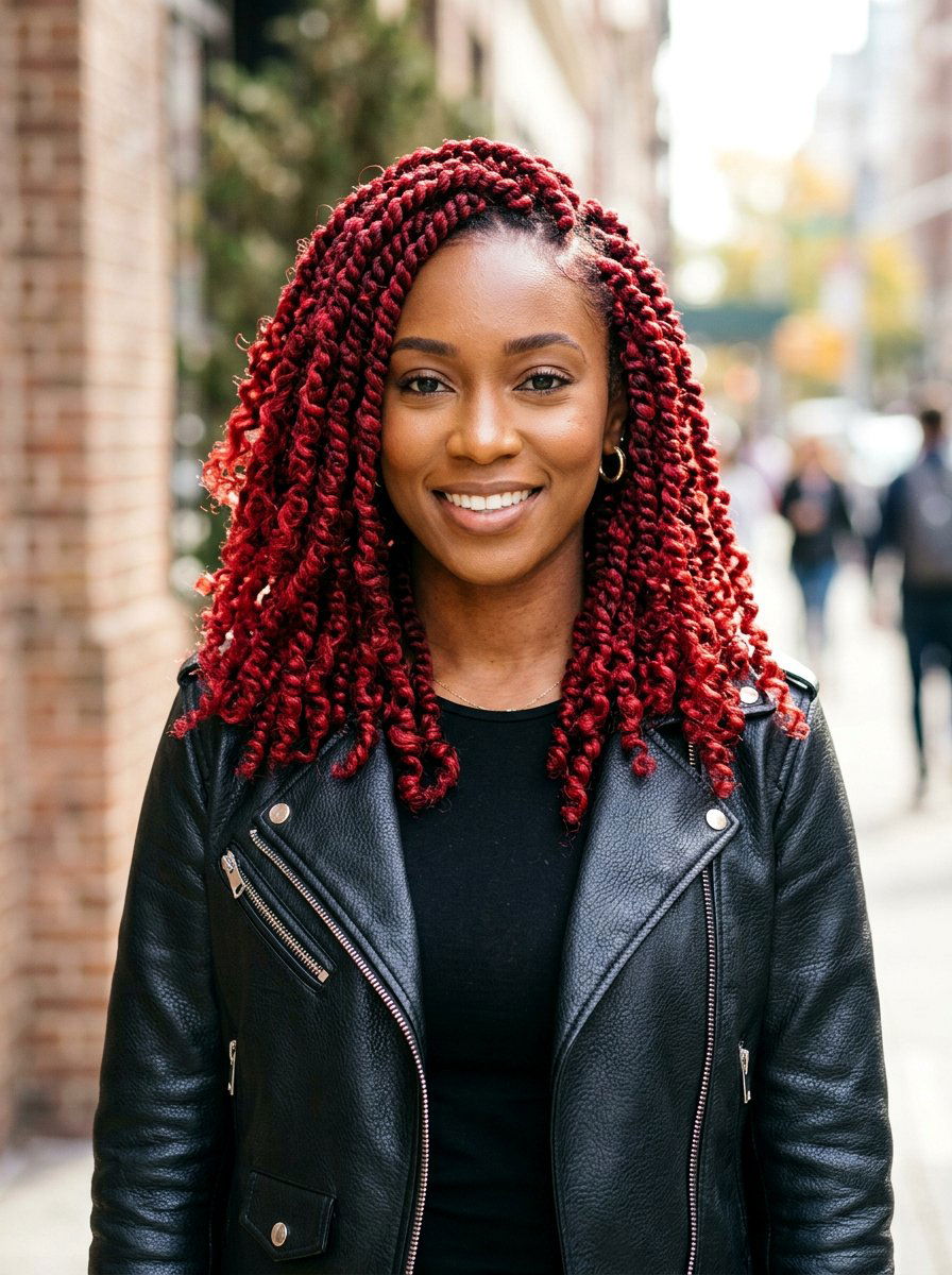 Red Shoulder Length Passion Twists - 20 shoulder length passion twists - 20 shoulder length passion twists