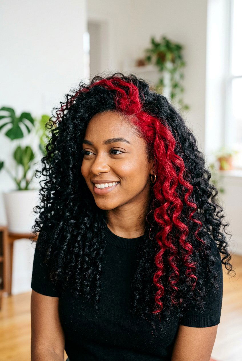 Red Skunk Stripe On Black Hair - 20 skunk stripe hair color - 20 skunk stripe hair color