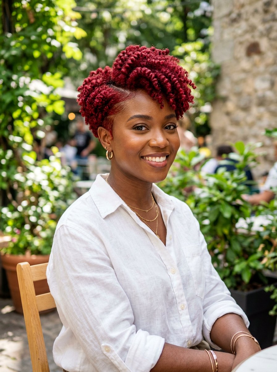 Red Tapered Natural Haircut - 20 tapered natural haircut with color - 20 tapered natural haircut with color