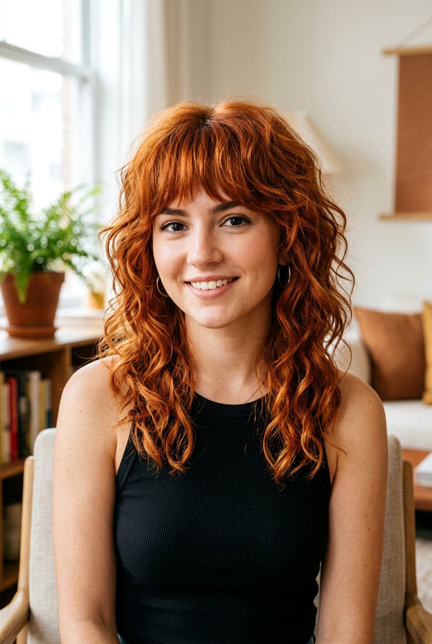 Red Wavy Emo Shag - 20 emo shag haircut women - 20 emo shag haircut women