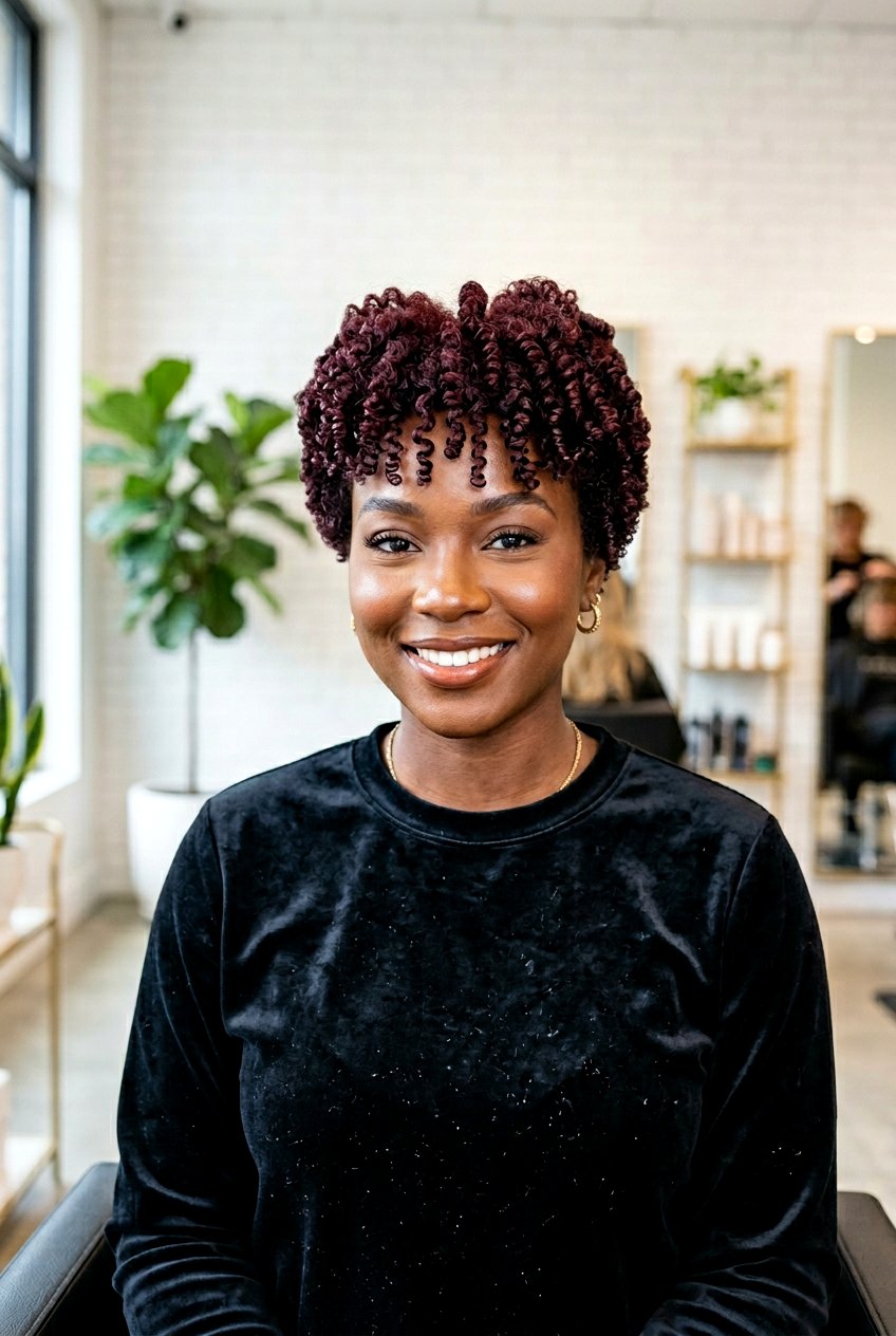 Red Wine Burgundy TWA Look - 20 burgundy twa hairstyle - 20 burgundy twa hairstyle