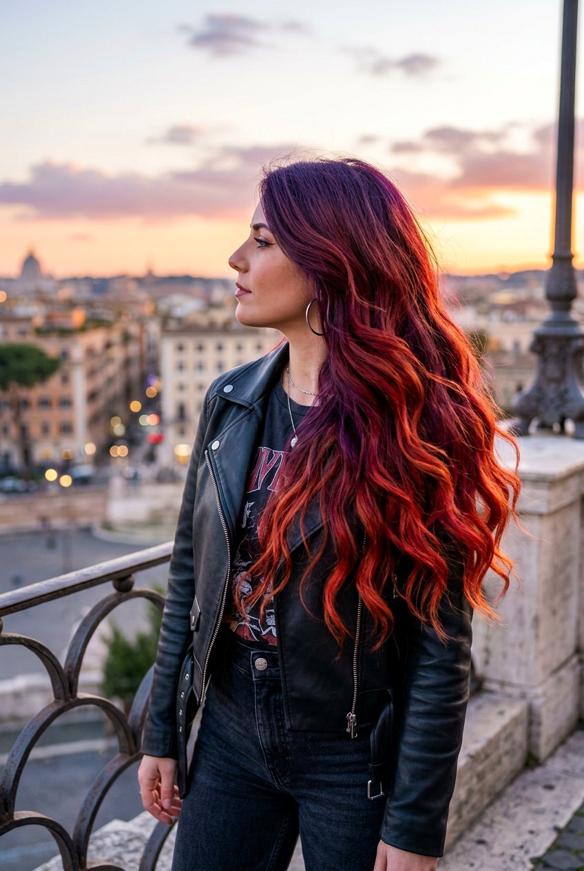 Red and Purple Sunset Hair - 20 sunset hair color ideas - 20 sunset hair color ideas