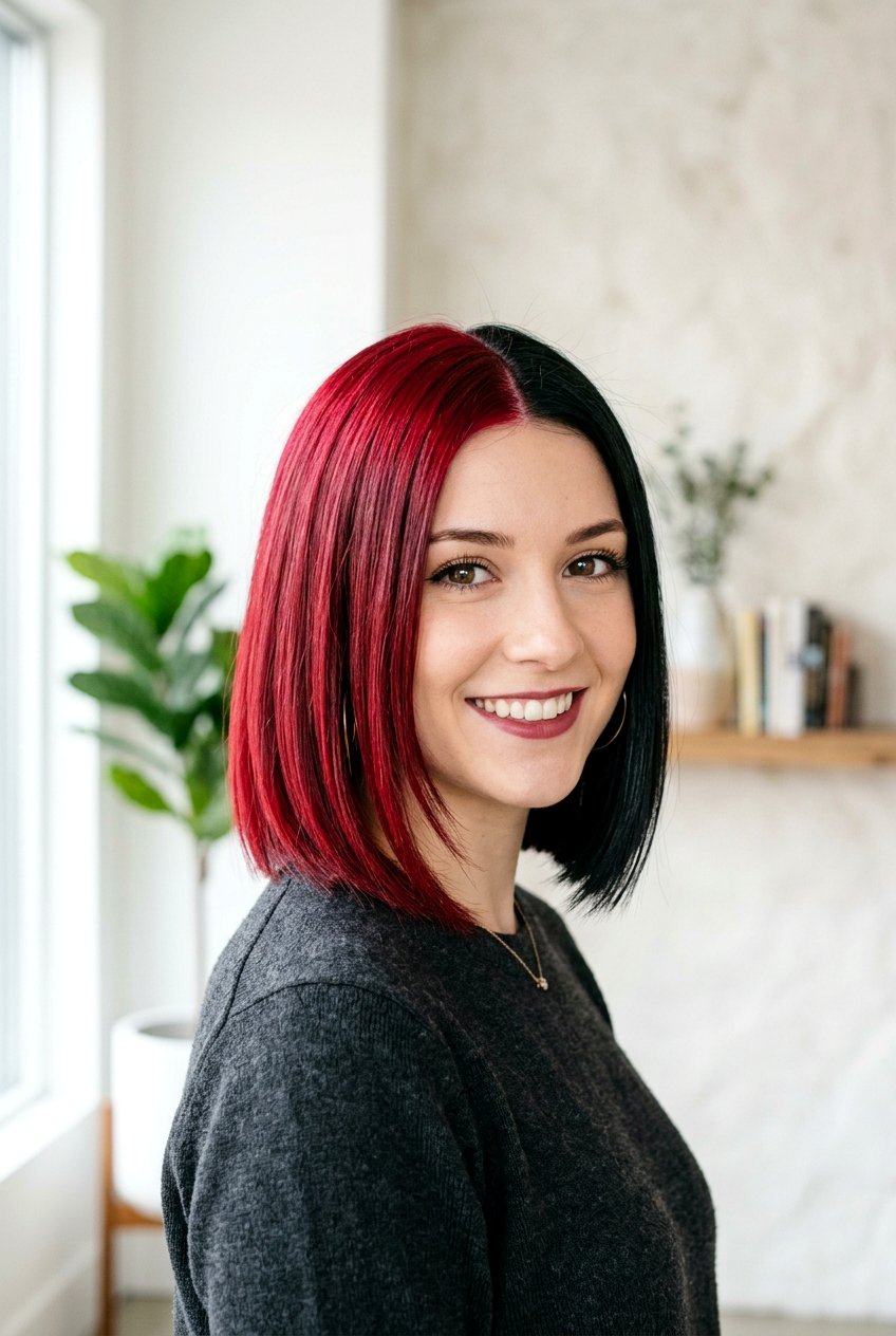 Red and black split dye - 20 split dye hair color - 20 split dye hair color