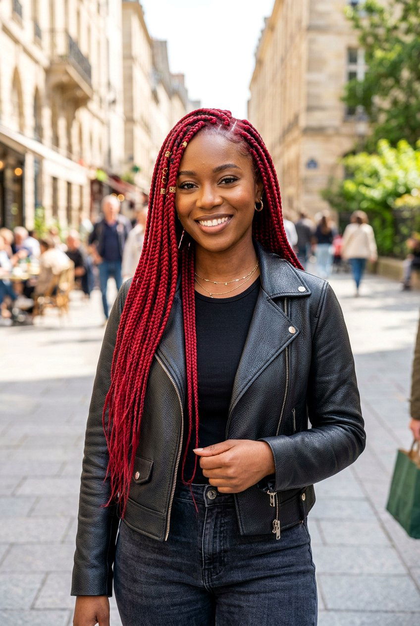 Red medium box braids - 20 medium box braids hairstyles - 20 medium box braids hairstyles