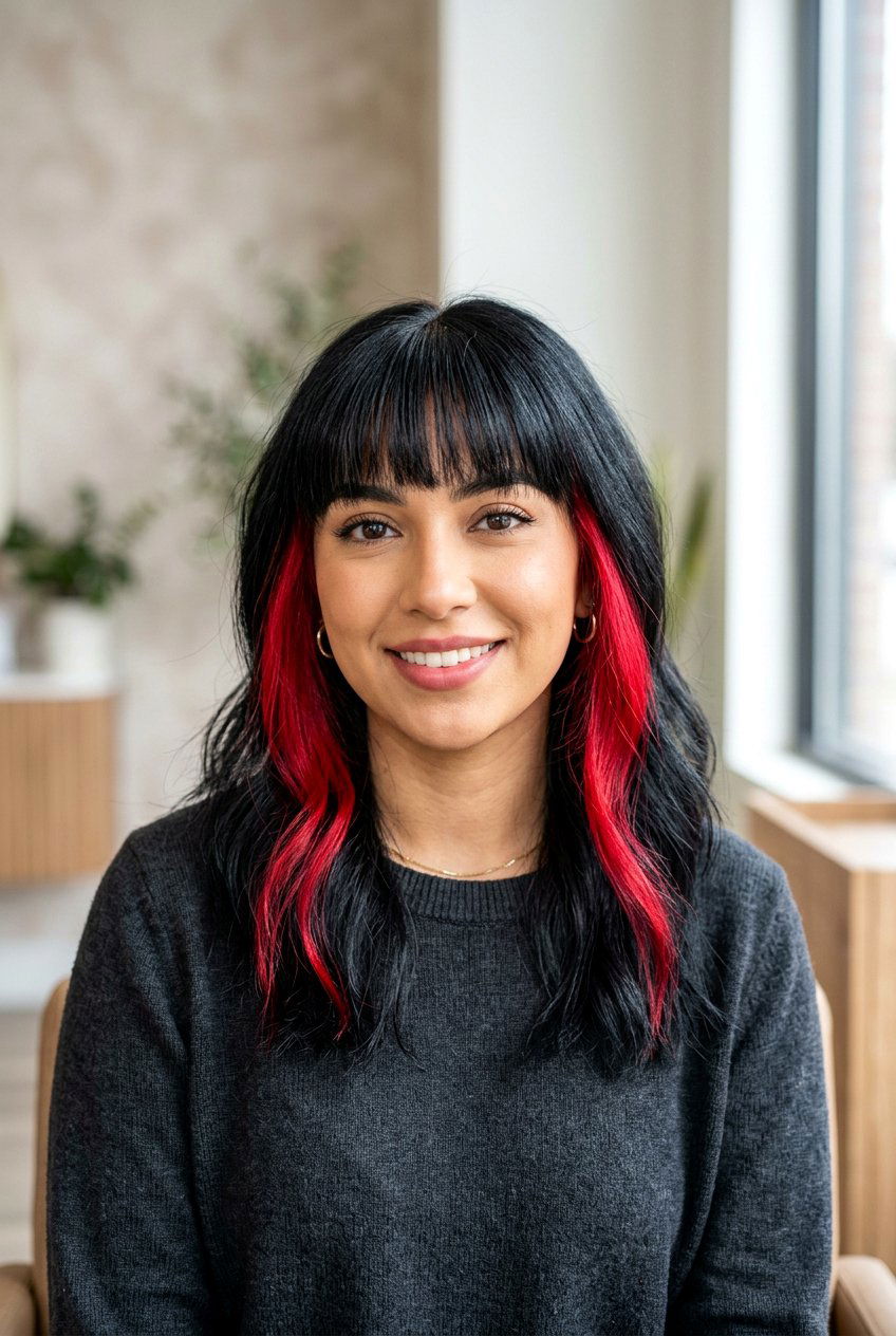 Red money piece - 20 face framing highlights - 20 face framing highlights