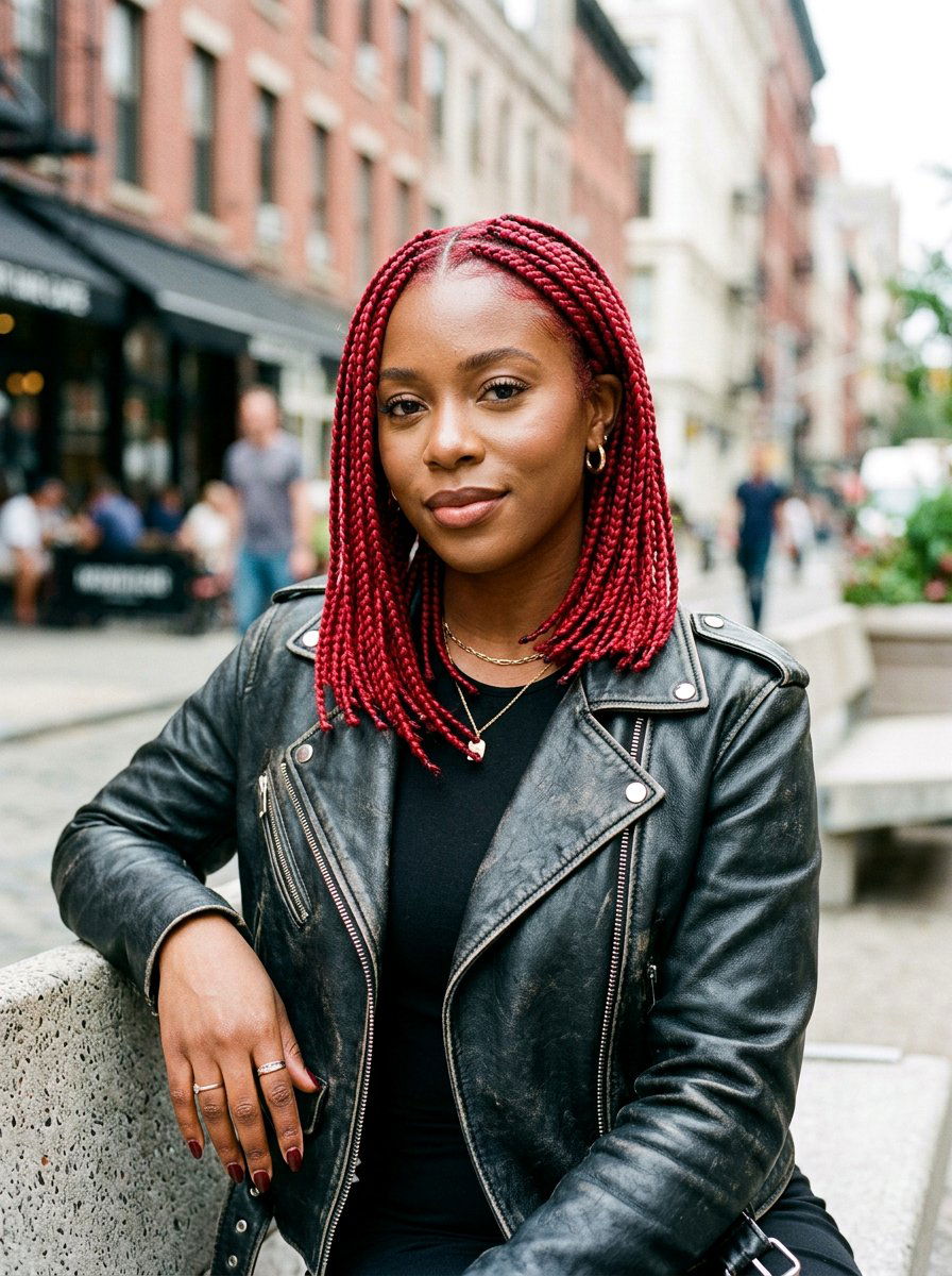 Red shoulder length knotless braids - 20 shoulder length knotless braids - 20 shoulder length knotless braids