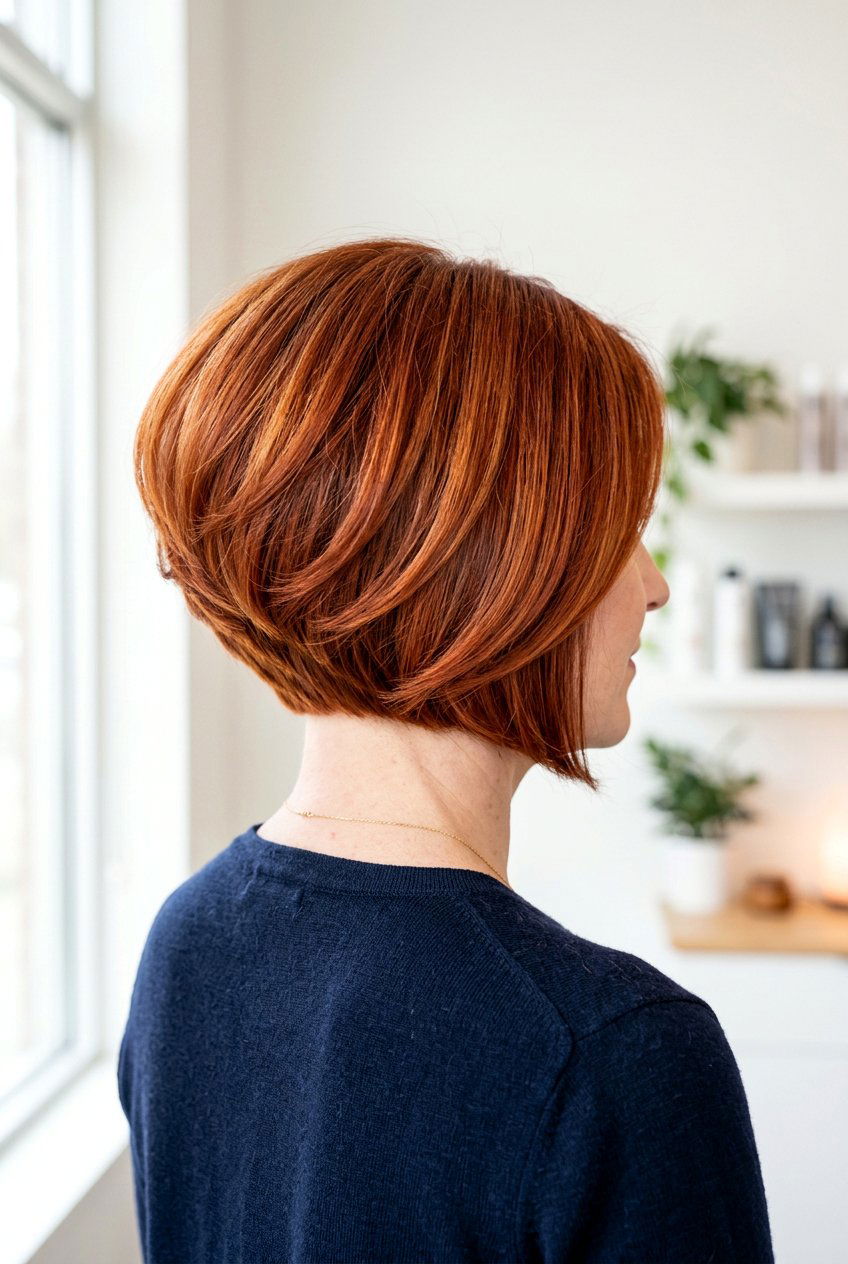 Red stacked bob - 20 stacked bob haircut - 20 stacked bob haircut