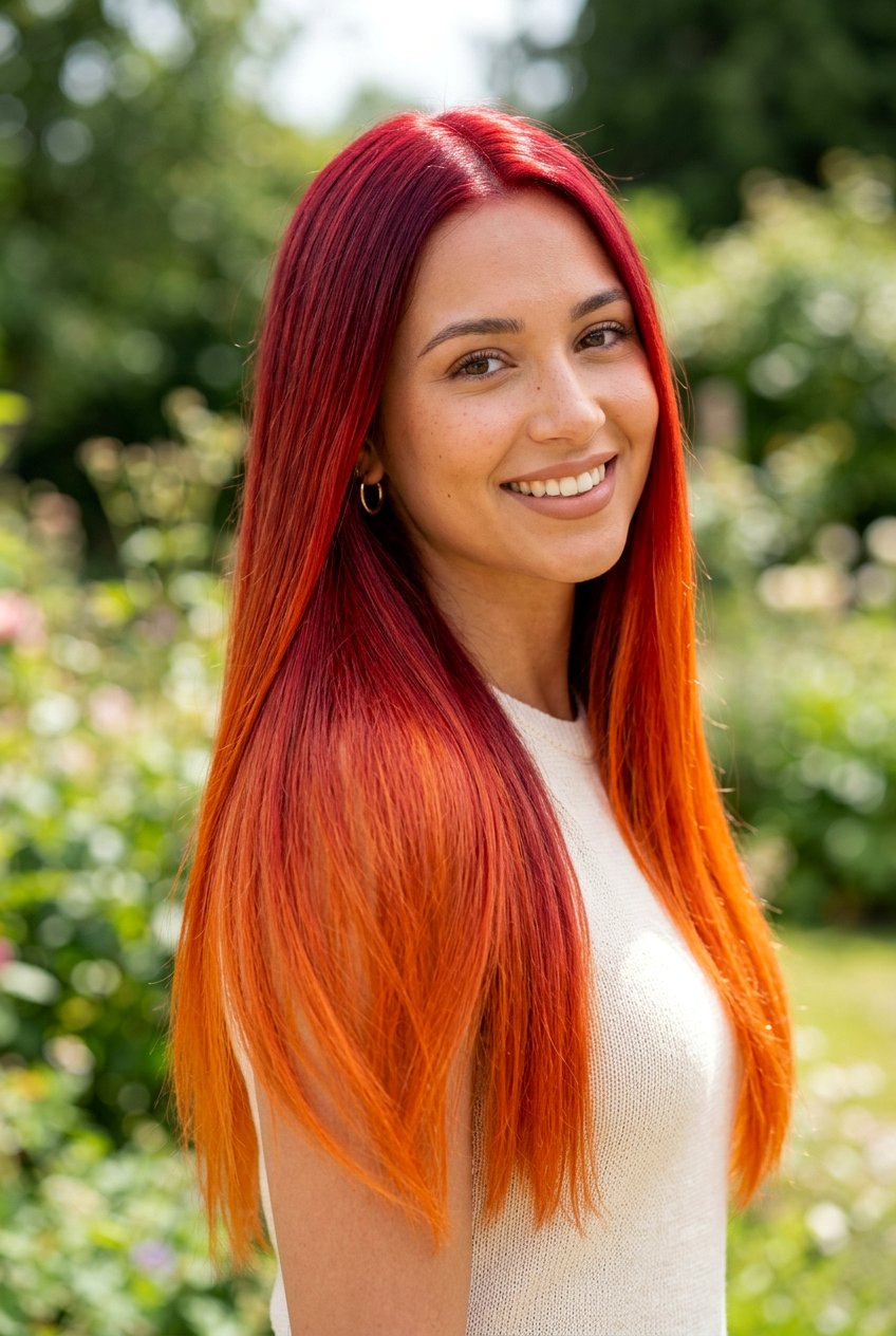 Red to Orange Ombre Hair Color - 20 hair color ideas for warm undertones - 20 hair color ideas for warm undertones