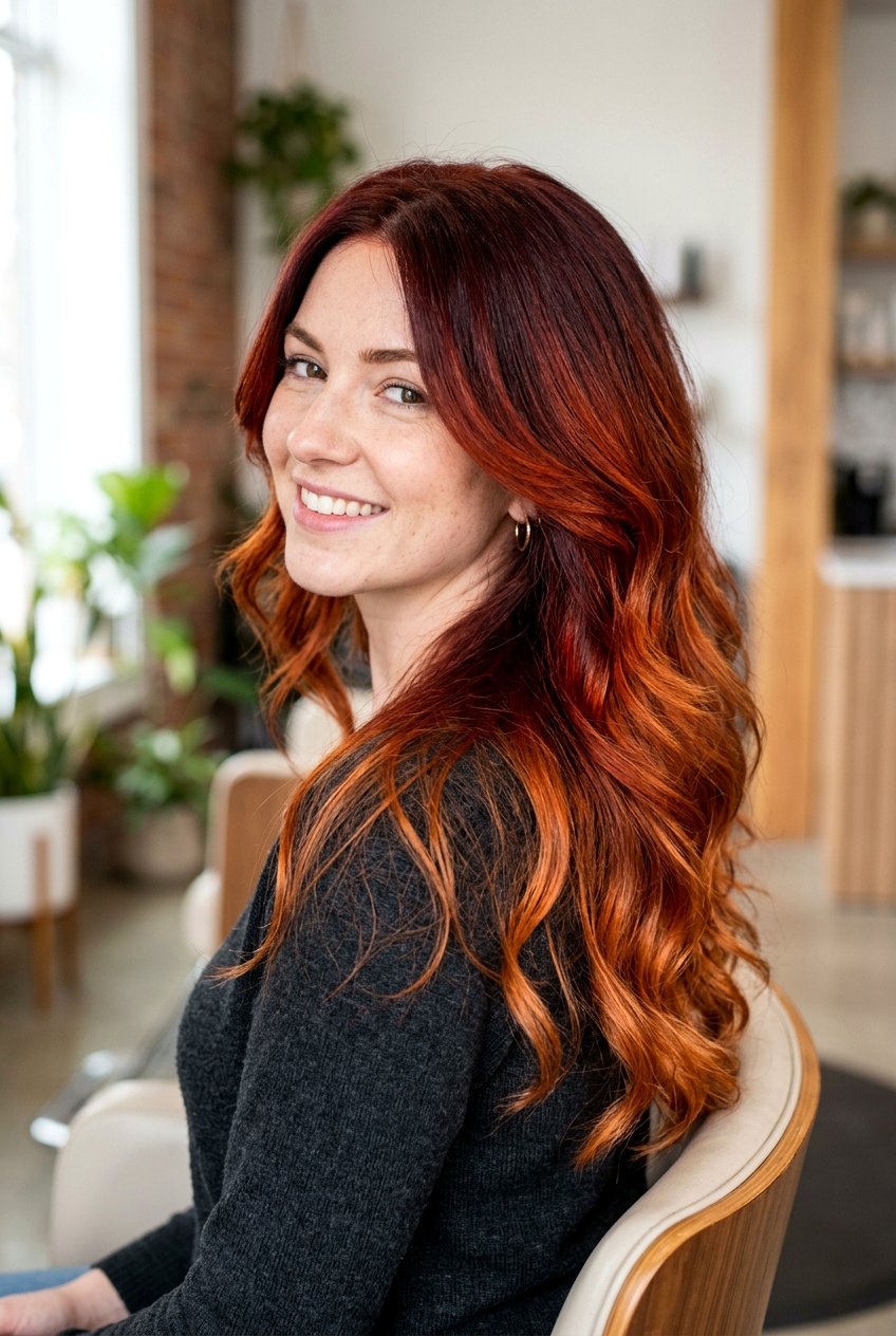 Red to copper ombre - 20 ombre hair color ideas - 20 ombre hair color ideas